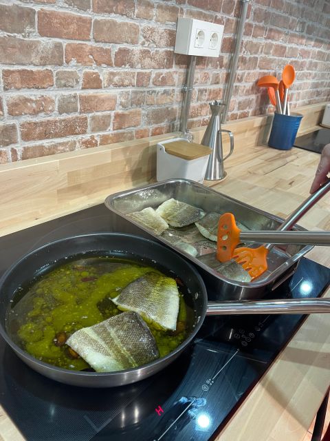 Bilbao: Basque Pintxos and Tapas Cooking Class - Wine, charcuterie, cheese, and dessert
