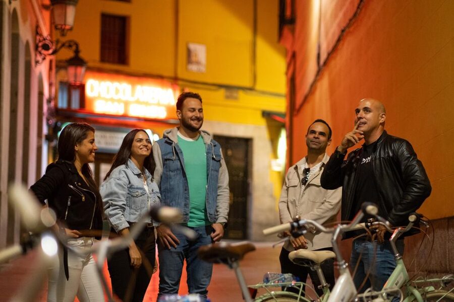 Madrid by Night: Vintage Bike Tour Highlights/Optional Tapas - Gran Vía and the bright central streets
