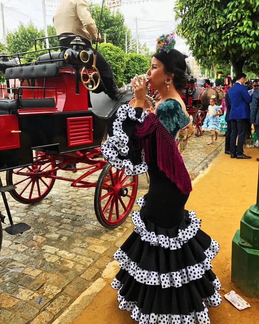 Seville: April Fair Guided Walking Tour with Tapas & Drinks - Walking past horses, carriages, and flamenco
